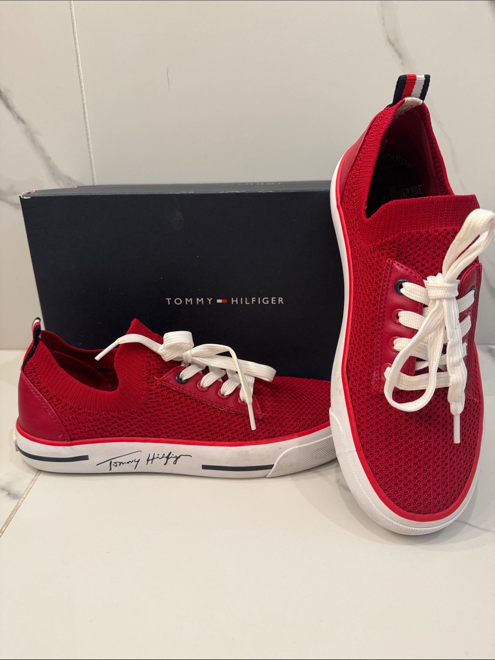 Tommy Hilfiger Red Knit Sneakers